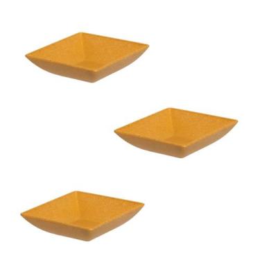 Imagem de Kit 3un mini petisqueira quadrado aperitivos marrom claro - EVO