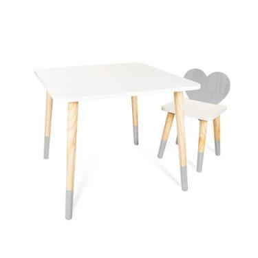 Imagem de Kit Mesa e Cadeira Infantil Coração - Eita! Casa Perfeita, Cinza