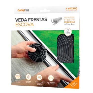 Imagem de Veda fresta Escova Adesivo  5X7MM PRETO 5M COMFORT DOOR, Preto