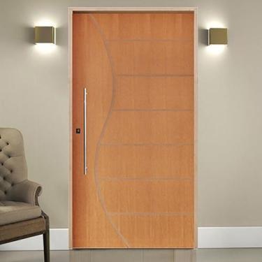 Imagem de Kit Porta de Madeira Pivotante 210x120cm Batente 14cm Fechadura 803 Ro