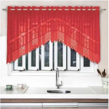 Imagem de Cortina Renda Cozinha Cascata 3,00 M X 1,00 Alt Rose - Interlar