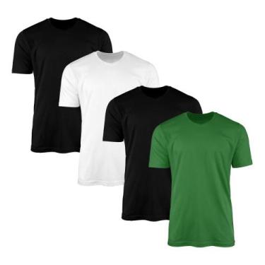 Imagem de Kit 4 Camisetas AMGK Masculina Lisa Básica 100% Algodão, GG, Masculino
