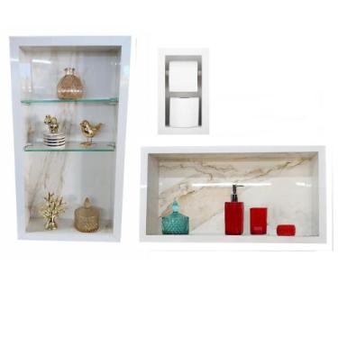 Imagem de Kit Nicho Para Banheiro + Papeleira - Vertical/horizontal 60x30x10 cm 