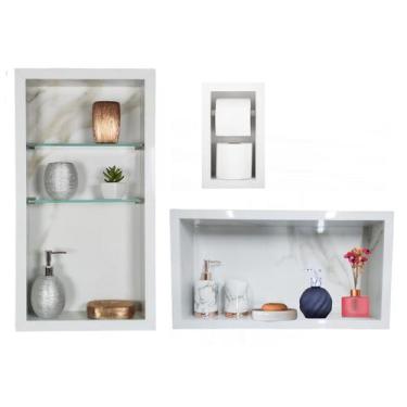 Imagem de Kit Nicho Para Banheiro + Papeleira - Vertical/horizontal 60x30x10 cm 