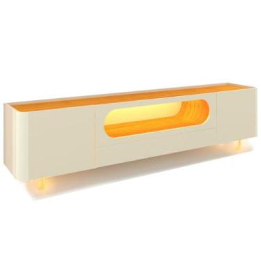 Imagem de Rack Bancada Nobre 210 para TV de 85 polegadas com LED e pés de vidro 