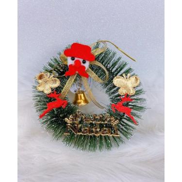 Imagem de Guirlanda Pequeno 16cm De Pendurar Boneco de Neve / Papai Noel Feliz N