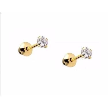 Imagem de Par Brinco De Zirconia Em Ouro 18k-750 - DG Presentes