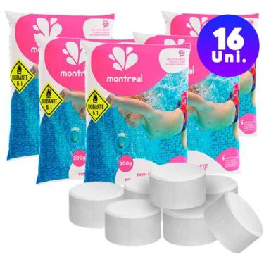 Imagem de Kit Limpeza Piscina Montreal Pastilha De Cloro 200g 16 Und, 0029PAS16