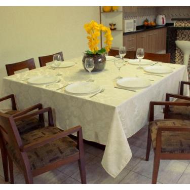 Imagem de Toalha de Mesa Jacquard Quadrada 8 Lugares Mesa Grande Jantar Decoraçã