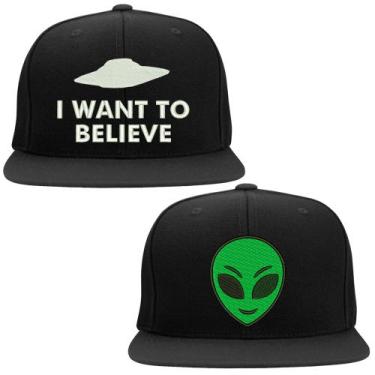 Imagem de Kit 2 Bonés Bordados - Ufo Alien ET OVNI Ufologia Psy - HIPERCAP