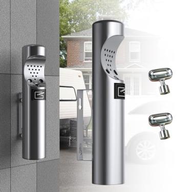 Imagem de Descarte de receptáculo de extremidade de cigarro montado na parede ao ar livre, cinzeiros externos para cigarros, posto avançado de fumantes comerciais para remoção de cinzas, mantenha sua área