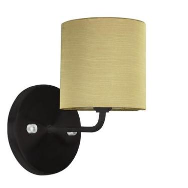 Imagem de Arandela Preta De Cupula Cilíndrica Shantung Dourado - MARRYLUZ