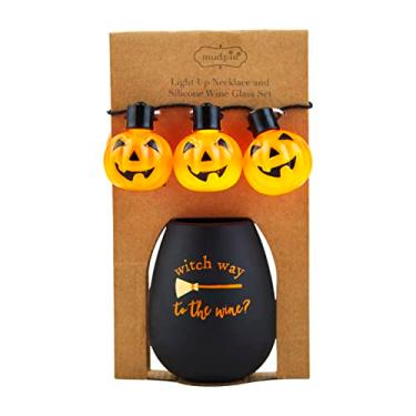 Imagem de Mud Pie Conjunto de taças de vinho iluminadas para Halloween, Witch Way, 7,6 cm x 8,9 cm