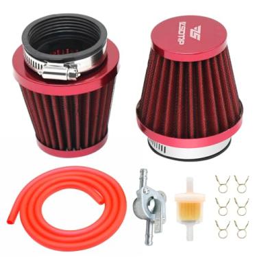 Imagem de YWLUWEI 2 peças de filtro de ar de motocicleta de 50 mm com interruptor de válvula de combustível, filtro de combustível e substituição de mangueira de combustível para ciclomotor Dirt Pit Bike ATV