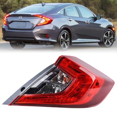 Imagem de KAMDKI Com marcador lateral lado direito luz traseira adequada para Honda Civic 4 portas Sedan 2016 2017 2018 2019 2020 2021 Honda Civic 4 portas com lâmpadas luzes traseiras lado direito do