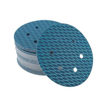 Imagem de VekAuto 50 unidades de discos de lixa, lixa universal de 15 cm com 6 furos 180 gramatura para metal, reparo automotivo durabilidade e flexibilidade, óxido de alumínio, papel azul