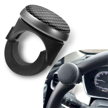 Imagem de gunroil 1 PC Booster de volante de carro, 6,2 cm x 5,5 cm x 3,8 cm, esfera de energia giratória com uma mão para economia de esforço, alça de fibra de carbono de silicone antiderrapante, universal