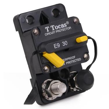 Imagem de T Tocas Disjuntor de 30 Amp de 3/20.3 cm com reinicialização manual para motor de pesca automotiva de barco | Certificado UL de 12 V - 72 V DC, à prova d'água IP67