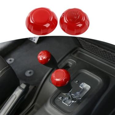Imagem de Maçaneta de câmbio RT-TCZ com acabamento em forma de acionamento e manípulo interno ABS acessórios de decoração para Jeep Wrangler JK JKU 2011-2018 Sport X Sahara Rubicon Vermelho