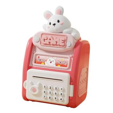 Imagem de Kokiya Caixa de poupança automática para crianças, cofre eletrônico com rolo e senha, Coelhinho