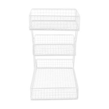 Imagem de Gralara Cesta de frutas de 3 níveis, cesta de arame de metal, organizador de cozinha, suporte de frutas para balcão de cozinha para vegetais, pão, Branco