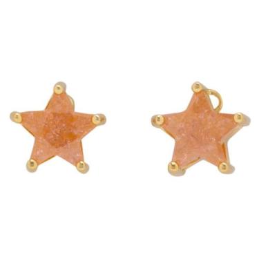 Imagem de Brinco Zircônia Estrela BC1762 - Akasaki, Dourado, Laranja