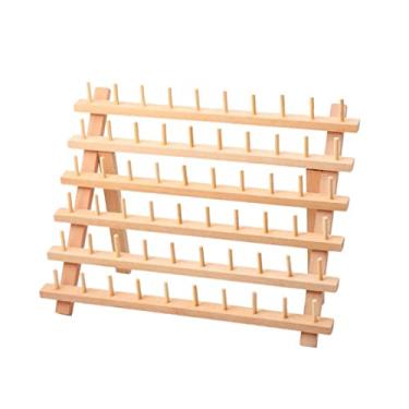 Imagem de LoveinDIY Rack de 60 linhas de carretel para costura de acolchoamento, linhas de bordado, minicônios - pode ser pintado ou manchado para combinar com seu bordado ou máquina de costura