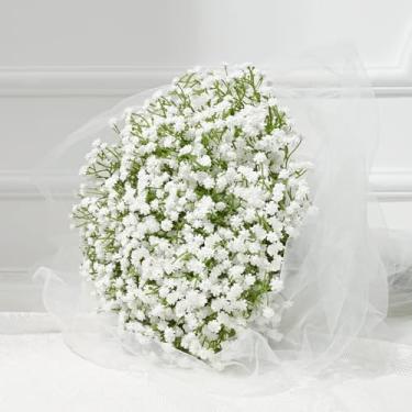 Imagem de Dolicer 10 peças de flores artificiais de hálito de bebê, flores brancas de haste longa para hálito de bebê a granel artificial, toque real falso hálito de bebê Gypsophila para casamento, buquê de