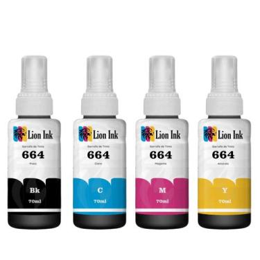 Imagem de Kit 4 Tintas T664 Lion Ink Para Impressoras Epson L375 L395 L396 L355 