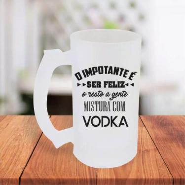 Imagem de Caneca De Chopp Jateada O Importante É Ser Feliz O Resto Mistura Com V