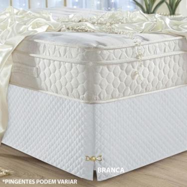 Imagem de Kit 2 Saias de cama box Queen size matelada com pingente - MFF Enxovai