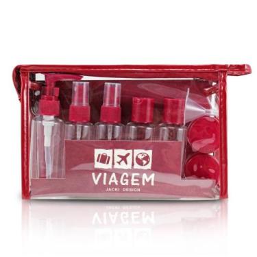 Imagem de Necessaire com Frascos para Viagem 10 Peças Jacki Design Vinho