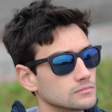 Imagem de Óculos De Sol Jackdaw Masculino Preto Fosco Espelhado Azul