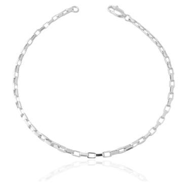 Imagem de Pulseira Elo Cadeado Quadradinho Banhada a Prata