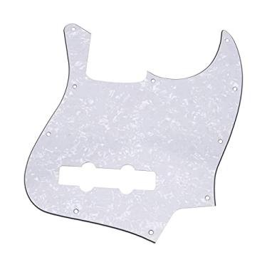 Imagem de 1 peça Yootones 10 Hole Jazz Bass J Bass Pickguard compatível com os EUA/Mexican Fender Jazz Bass (3Ply White Pearl)