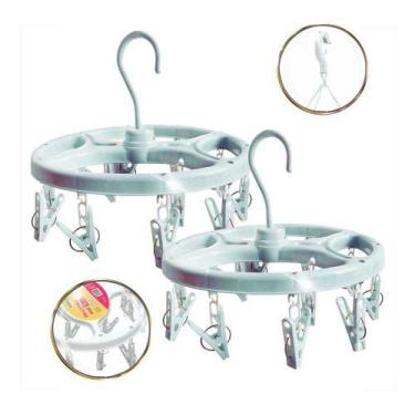 Imagem de Varal Calcinha Cueca Meias Peça Intima Portátil 16clips Kit2 - Rayco