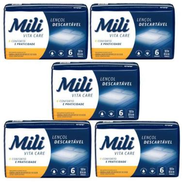 Imagem de Lençol Descartável  Absorvente Mili Vita para adulto  5 pacotes com 6 