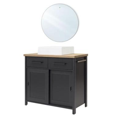 Imagem de Gabinete Armário Banheiro Ditália Cuba + Espelho / BN-03 Cozy - cor: B