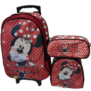 Imagem de Mochila Escolar Minnie Mouse com Rodinhas com Lancheira térmica e esto