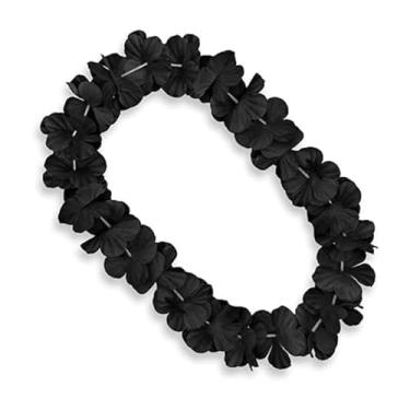 Imagem de blinkee Colar Lei de flor havaiana de cetim com detalhes pretos - Departamento havaiano, 36 inches, Cetim, Sem Pedra Preciosa