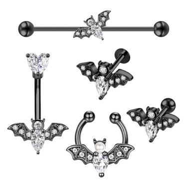 Imagem de Glupez 1/2/3/5/10 peças 1,6 mm halteres industriais Halloween aço cirúrgico CZ Ear Studs kit de piercings de orelha lábio unha cartilagem hélice lóbulo lábio nariz anéis tragus body piercing joia para