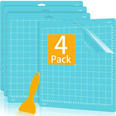 Imagem de Tapete de corte de 30,5 x 30,5 cm, pacote com 4 cartões de corte Lightgrip para Cricut Maker 3/Maker/Explore 3/Air 2/Air/One 1 pacote raspador azul adesivo para acessórios de substituição para suprimentos, artesanato, acolchoado