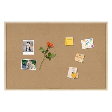 Imagem de DAHAPYBOO Quadro de avisos de cortiça, quadro de cortiça 91 x 61 cm para escritório com placas de madeira de carvalho, quadro de mensagens ou decoração de quadro de visão.