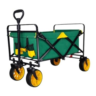 Imagem de carroça Carrinho de vagão de tecido oxford com rodas dobrável vagão utilitário ao ar livre para acampamento viagem utilitário carrinho de praia carrinho de mercearia dobrável