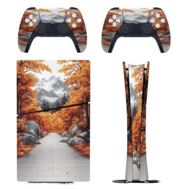 Imagem de Skin for PS5 Slim Digital Edition, capa adesiva para console e controle PlayStation 5, película protetora removível fácil de envolver acessórios para jogos, decalque capa completa - Tree Road