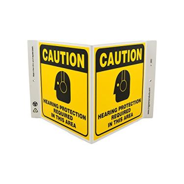 Imagem de Zing Green Products 2600 Placa de segurança em V de plástico reciclado "Proteção auditiva necessária", 30,5 cm de comprimento, 17,8 cm de largura, 12,7 cm de altura