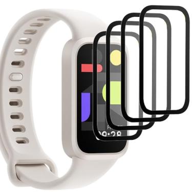 Imagem de Accdeny [4 peças] de película protetora com redmi smart band 3, película de proteção de tela de borda 3D 360°, cobertura total, proteção antiarranhões, sem bolhas, sensor de impressão digital de toque