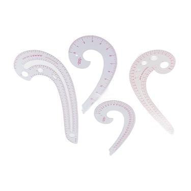 Imagem de Conjunto de Régua de Curva DIY de 4 Peças, Medições de Alta Precisão Réguas de Curva de Costura Francesa Costura Suprimentos de Alfaiate Adequados para Designers Iniciantes