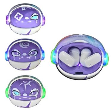 Imagem de Fone De Ouvido Bluetooth Com Led Rgb E Cordão Muda De Face (Máscara Roxa)