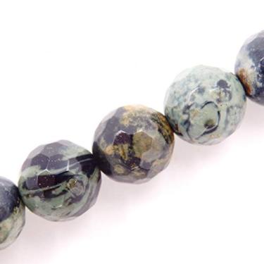 Imagem de Malahill Contas de pedras preciosas facetadas para fabricação de joias, vendidas por saco, 5 fios internos (Jaspe de olhos verdes, 8 mm)